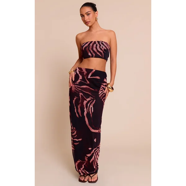 Brown Zebra Print Maxi Skirt
