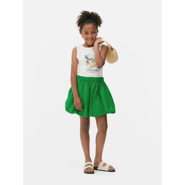 Bubble Hem Puffball Skirt - Green
