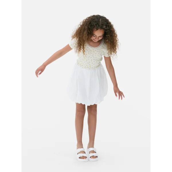 Bubble Hem Skirt - White
