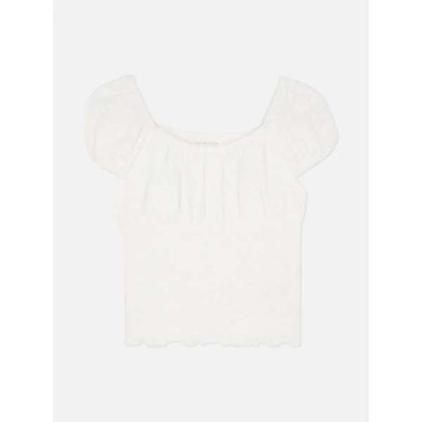 Bubble Sleeve Lace Blouse - White