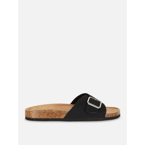 Buckle Strap Footbed Sandals - Black