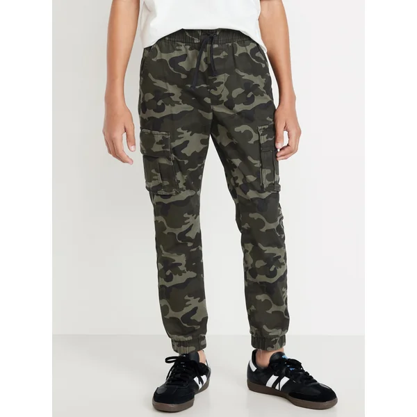 Built-In Flex Twill Cargo Jogger Pants for Boys - Green Camo