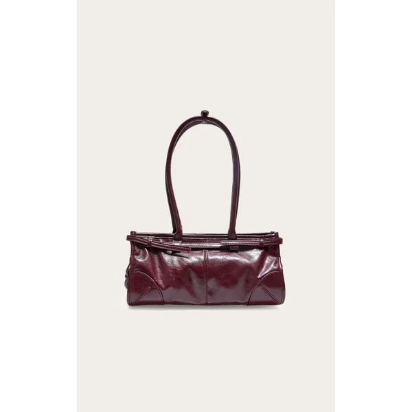 Burgundy Crinkle Long Shoulder Bag
