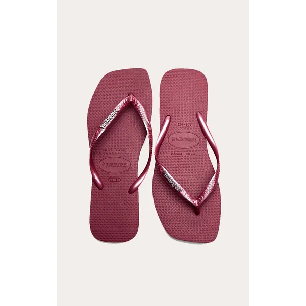Burgundy Havaianas Slim Square Logo Flip Flops