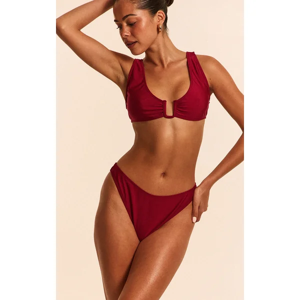 Burgundy Plunge U Bar Bikini Top