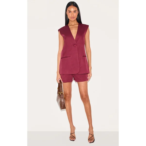 Burgundy Premium Tailored Woven Shorts