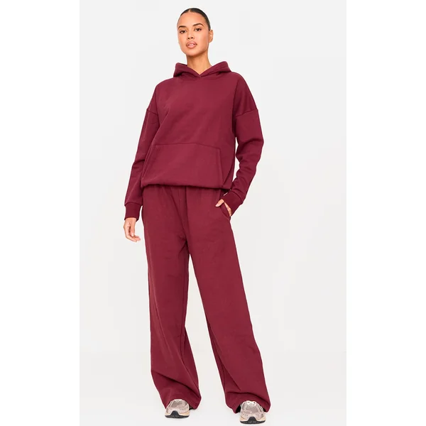 Burgundy Premium Thin Waistband Straight Leg Sweatpants