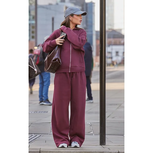 Burgundy Premium Wide Leg Sweatpants