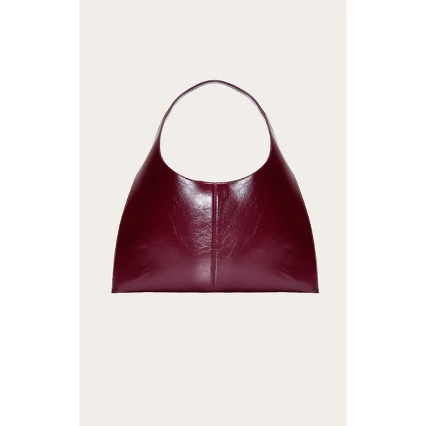 Burgundy Pu Circle Handle Shoulder Bag