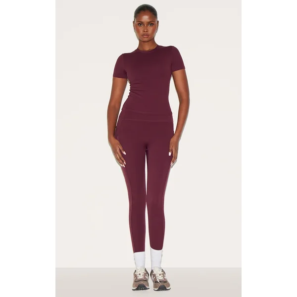 Burgundy Sculpt Side Pocket Gym Leggings