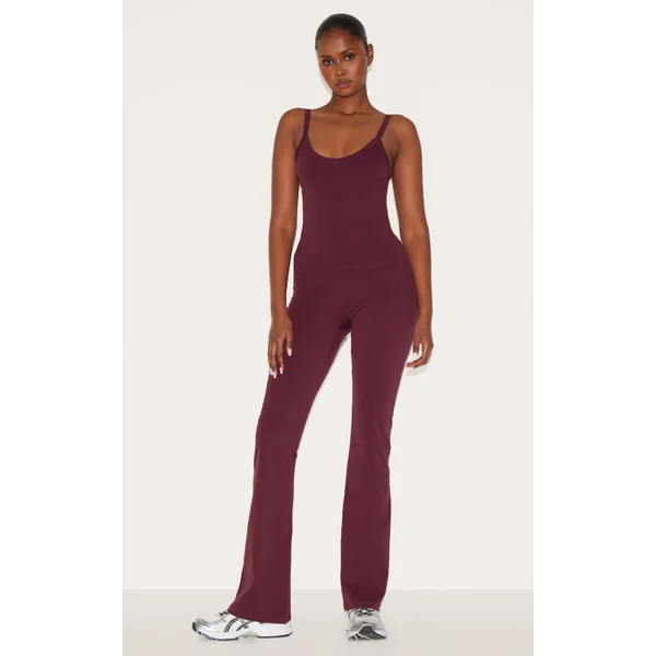Burgundy Sculpt Wrap Waist Gym Leggings