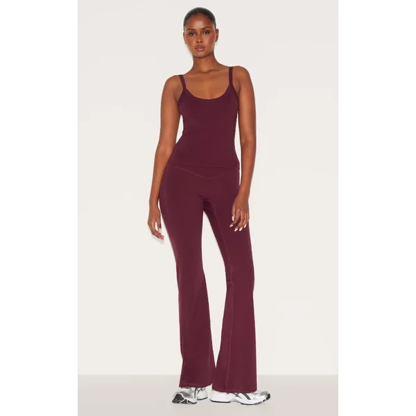 Burgundy Sculpt Wrap Waist Yoga Pants