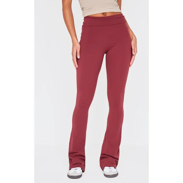 Burgundy Snatched Sculpt Foldover Pant