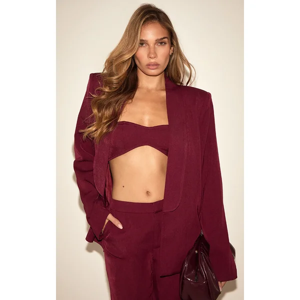 Burgundy Tailored Longline Blazer