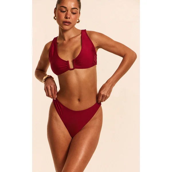 Burgundy Tanga Bikini Bottoms