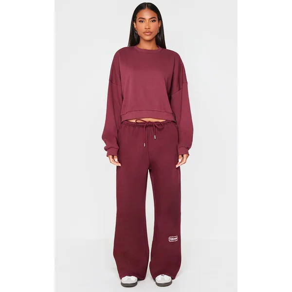 Burgundy Thin Waistband Drop Crotch Sweatpants
