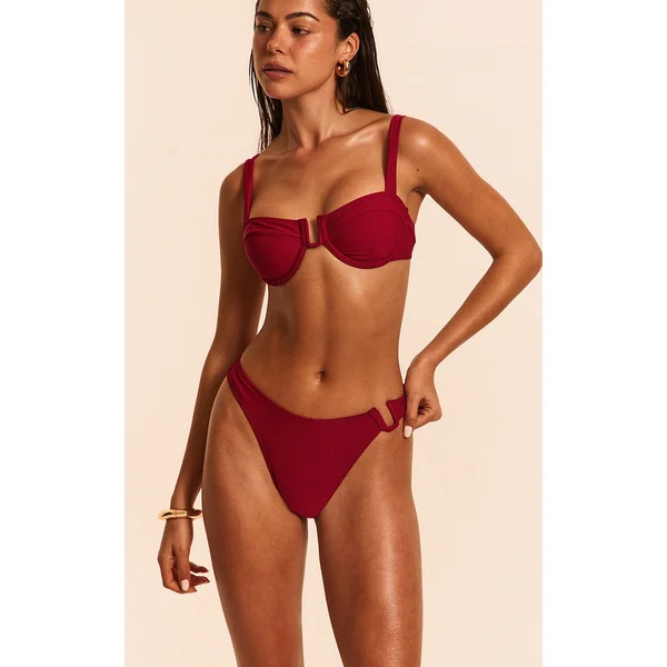 Burgundy U Bar Underwired Bikini Top