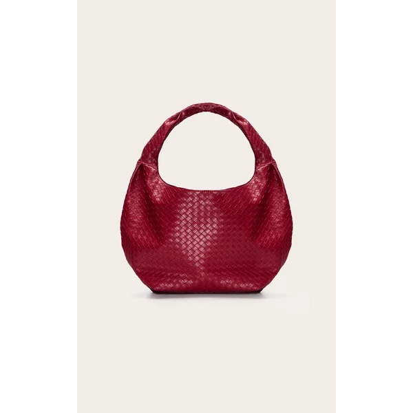 Burgundy Weave Slouchy Tote Bag
