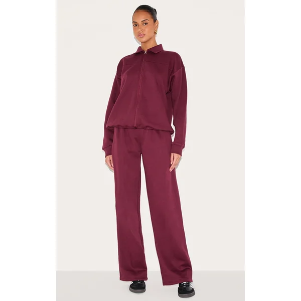 Burgundy Wide Leg Sweat Sweatpants