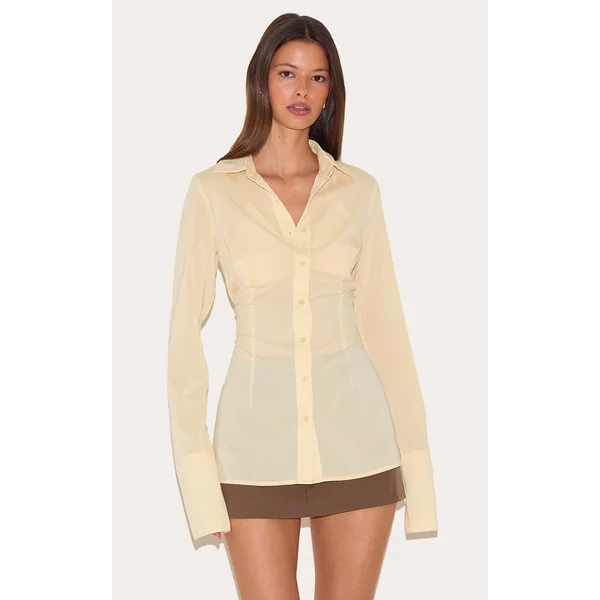 Butter Cream Chiffon Fitted Shirt