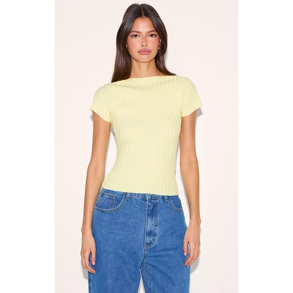 Butter Cream Rib Knit Backless Top