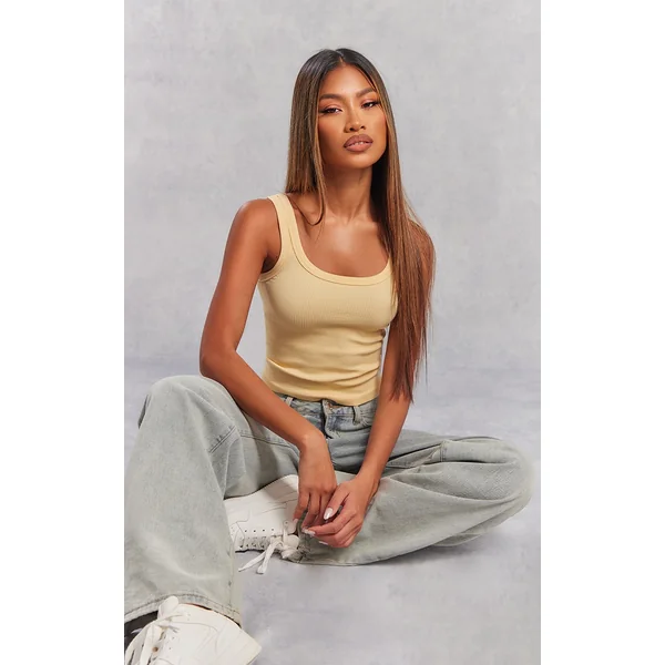 Butter Cream Snatched Rib Scoop Vest