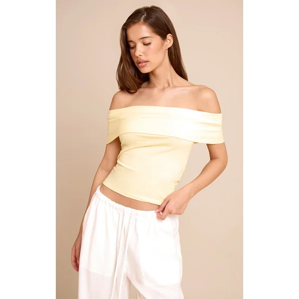 Butter Cream Soft Cotton Bardot Top