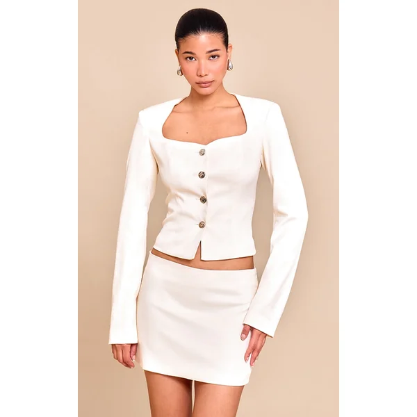 Butter Cream Trim Detail Squareneck Top