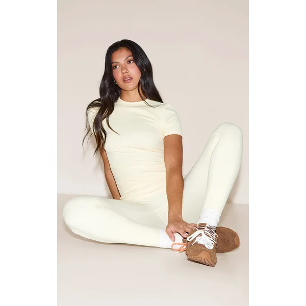 Butter Cream Wrap Waist Sculpted Gym Leggings