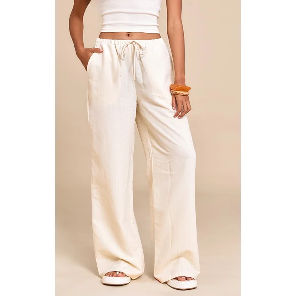 Butter Lemon Pinstripe Straight Leg Pants