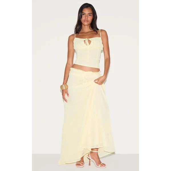 Butter Yellow Chiffon Floaty Maxi Skirt