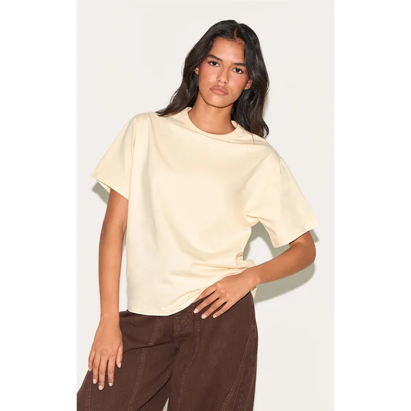 Butter Yellow Cotton Basic Oversized T-shirt