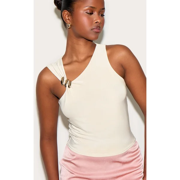 Butter Yellow Double Layer Slinky Trim Detail Long Vest Top