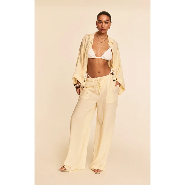 Butter Yellow Floaty Drawstring Beach Pants
