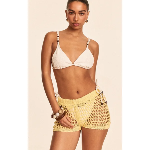 Butter Yellow Mini Crochet Beach Shorts