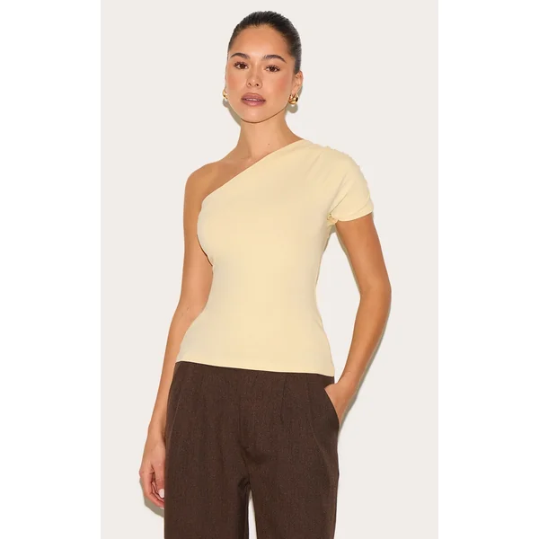 Butter Yellow One Shoulder Asymmetric Top