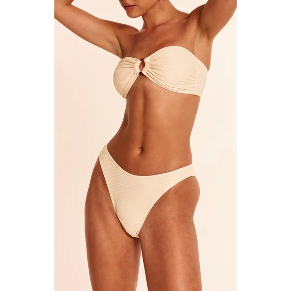 Butter Yellow Ribbed Tanga Bikini Bottoms