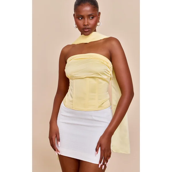 Butter Yellow Ruched Scarf Detail Corset