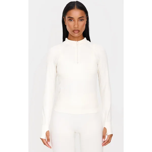 Butter Yellow Seamless Half Zip Gym Top