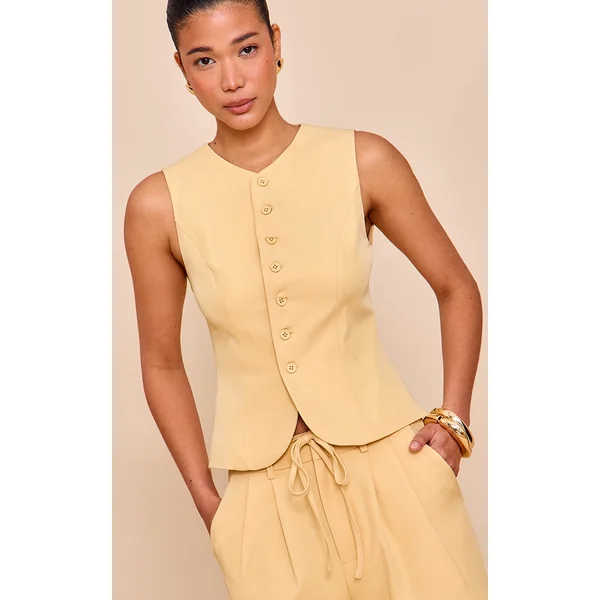 Butter Yellow Tailored Woven Vest