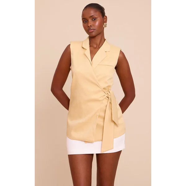 Butter Yellow Tie Waist Vest