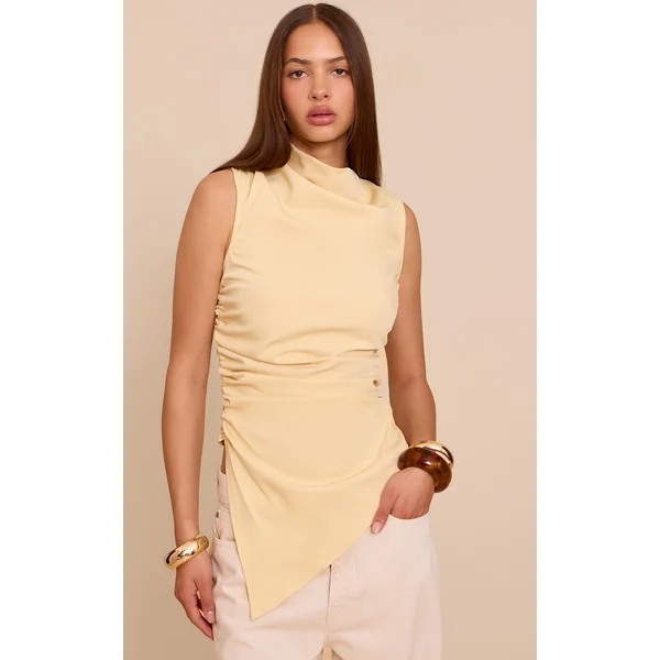 Butter Yellow Woven Asymmetric Top