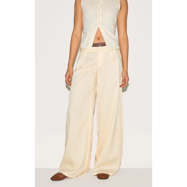 Butter Yellow Woven Contrast Stripe Boxer Detail Straight Leg Pant