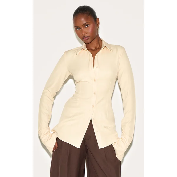 Butter Yellow Woven Fitted Shirt