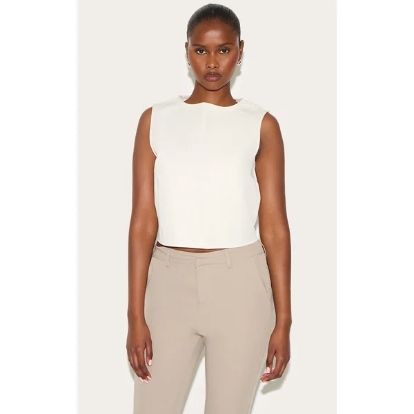 Butter Yellow Woven Sleeveless Boxy Top