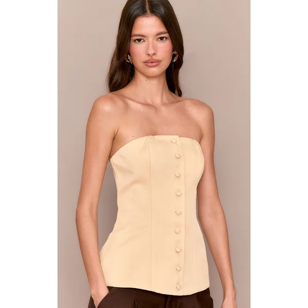 Butter Yellow Woven Structured Bandeau Vest