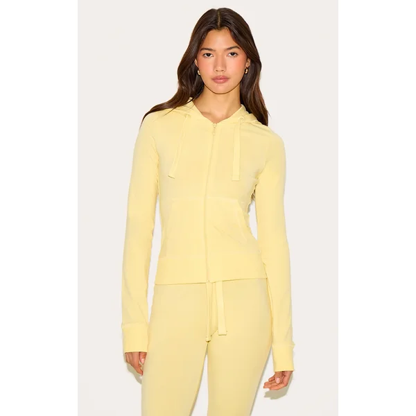 Butter Yellow Zip Up Fitted Track Top