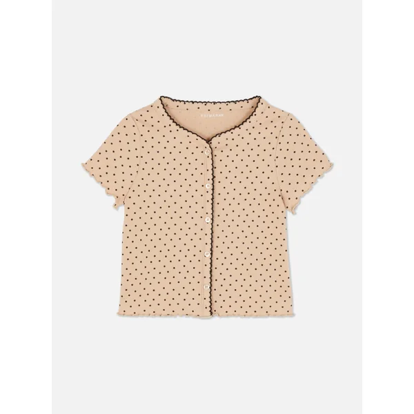 Button Up Lettuce Hem T-Shirt - Multi