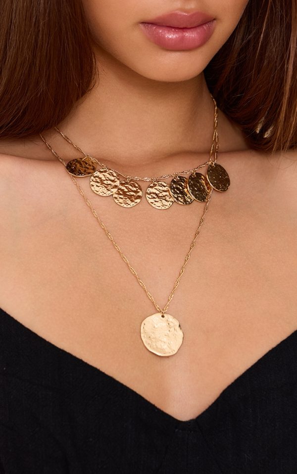 Gold Hammered Foil Effect Necklace