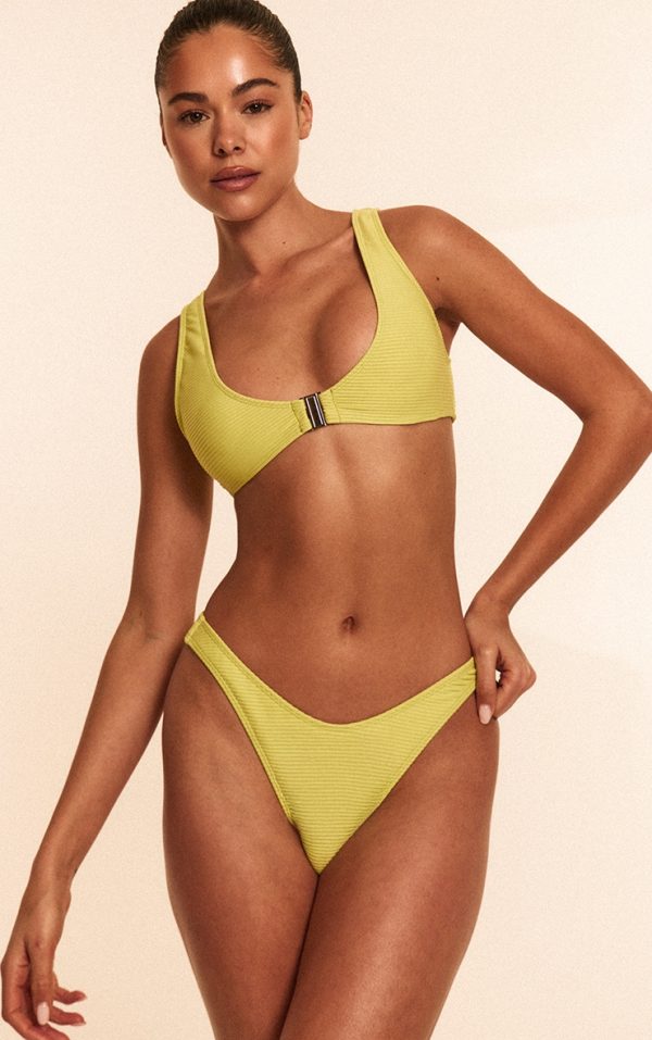 Lime Ribbed Bikini Bottoms